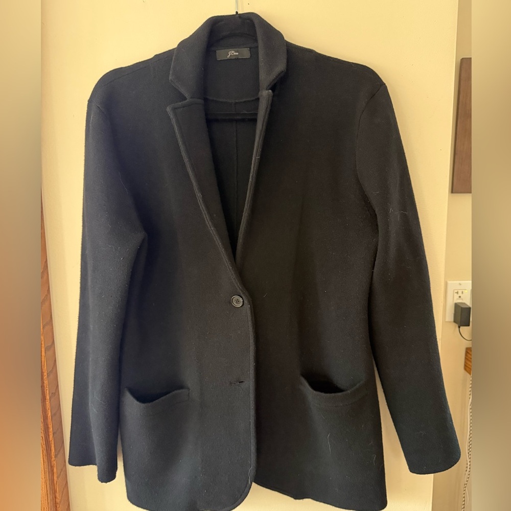 J. Crew wool cotton Blend Women's Black sweater blazer